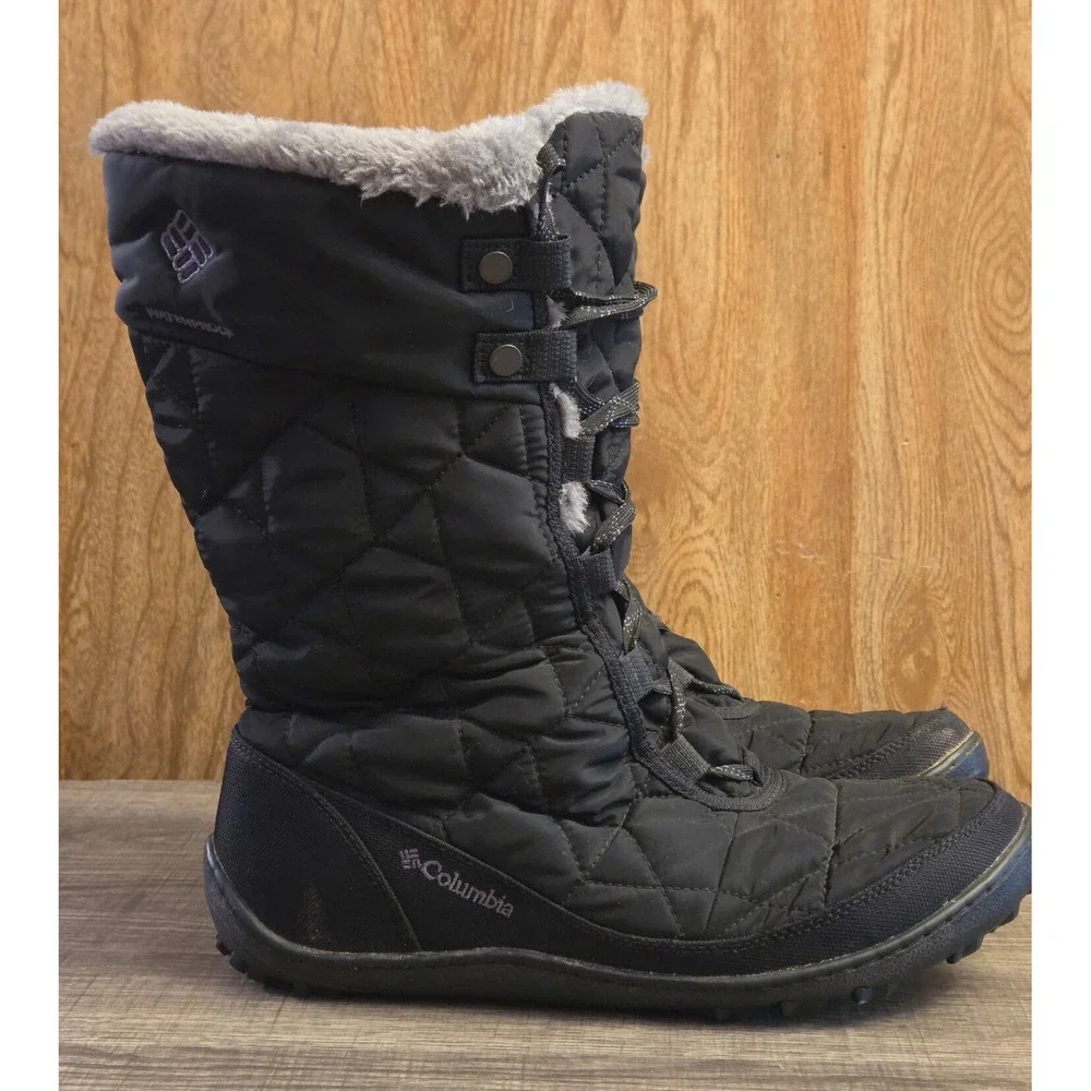 Columbia Minx II Omni-Heat‎ Quilted Winter Boots Womens Size 10 Black